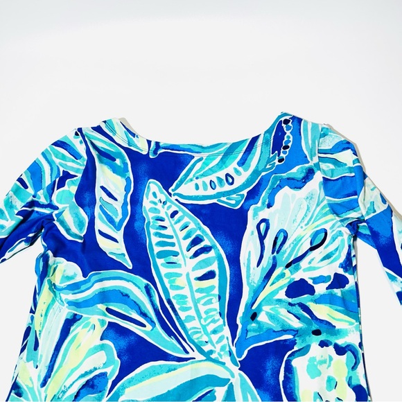 Lilly Pulitzer Sophie Ruffle Dress UPF 50+ Palm Passage Print Beckon Blue Size S - Picture 10 of 11